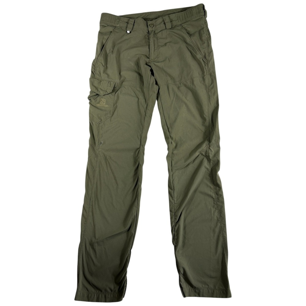 Salomon Hiking Cargo Pants Mens 34 Olive Green Outdoors Lightweight Durable